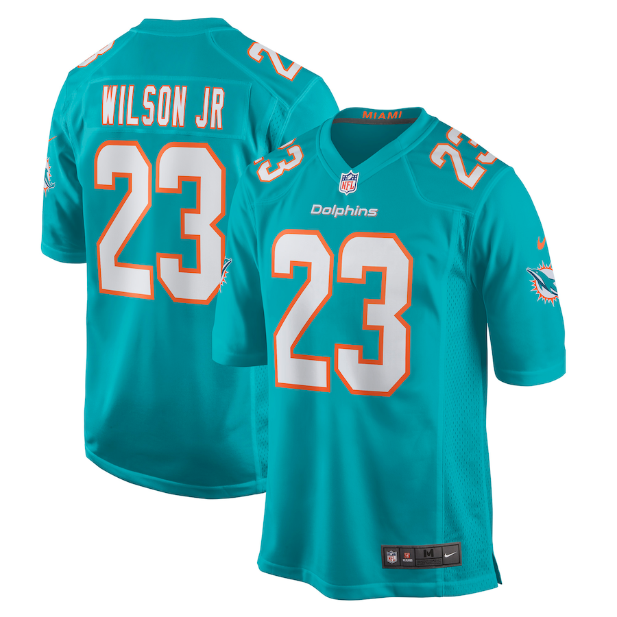 Men Miami Dolphins #23 Jeff Wilson Jr  Nike Aqua Game Player NFL Jersey->women nfl jersey->Women Jersey